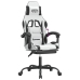 Silla gaming con reposapiés cuero sintético blanco negro