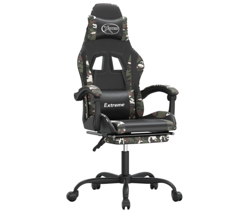 Silla gaming con reposapiés cuero sintético negro camuflaje