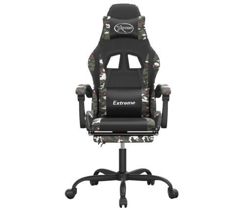 Silla gaming con reposapiés cuero sintético negro camuflaje