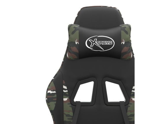 Silla gaming con reposapiés cuero sintético negro camuflaje