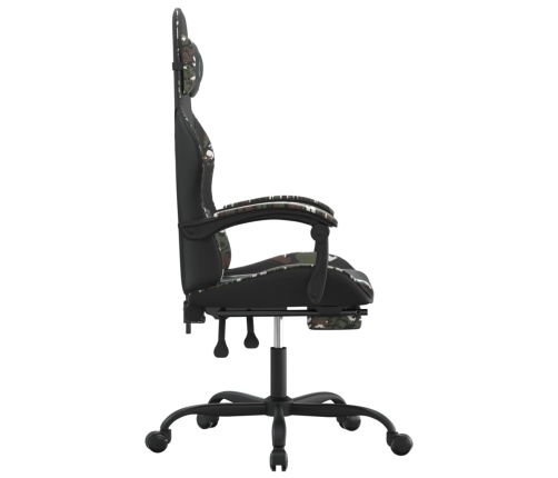 Silla gaming con reposapiés cuero sintético negro camuflaje