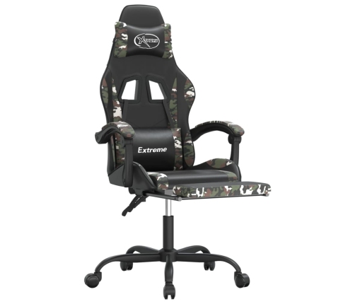 Silla gaming con reposapiés cuero sintético negro camuflaje