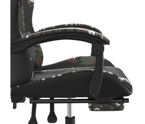 Silla gaming con reposapiés cuero sintético negro camuflaje