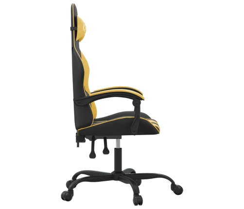 Silla gaming cuero sintético negro y dorado