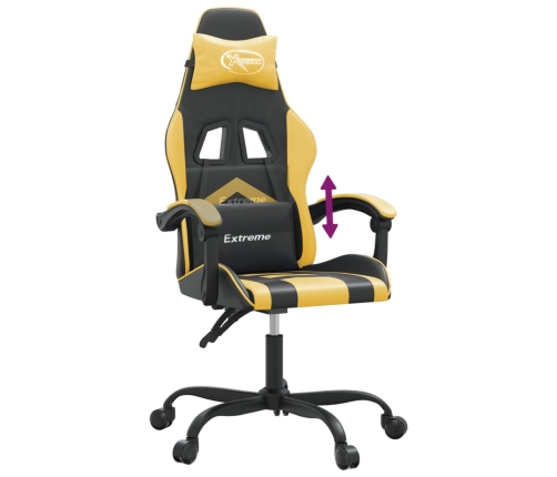 Silla gaming cuero sintético negro y dorado