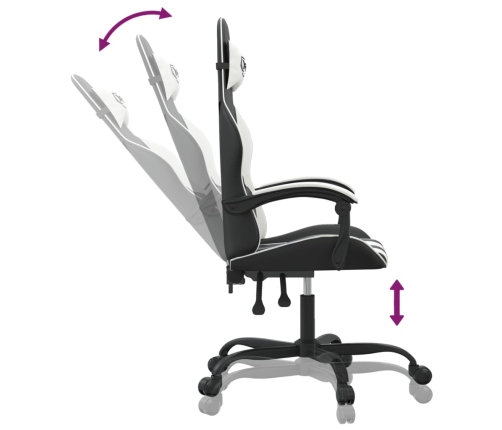 Silla gaming cuero sintético negro y blanco