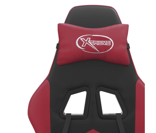 Silla gaming cuero sintético negro y rojo vino tinto