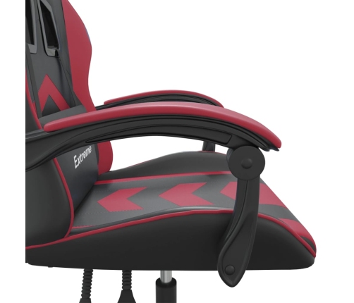 Silla gaming cuero sintético negro y rojo vino tinto