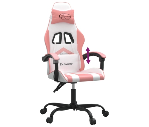 Silla gaming cuero sintético blanco y rosa