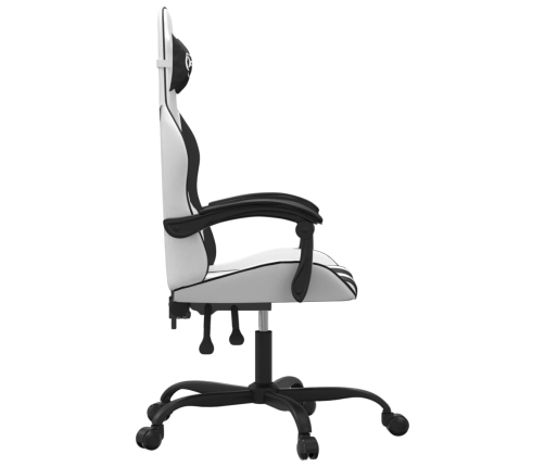 Silla gaming cuero sintético blanco y negro