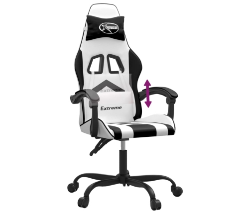 Silla gaming cuero sintético blanco y negro