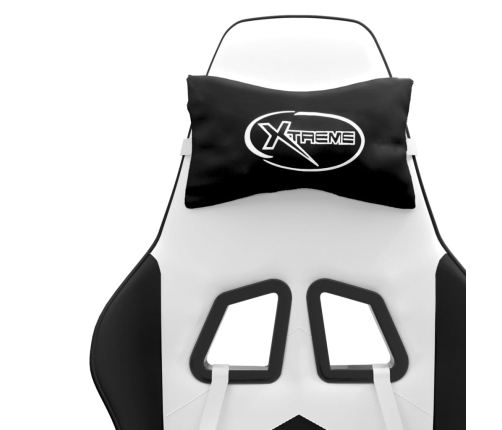 Silla gaming cuero sintético blanco y negro