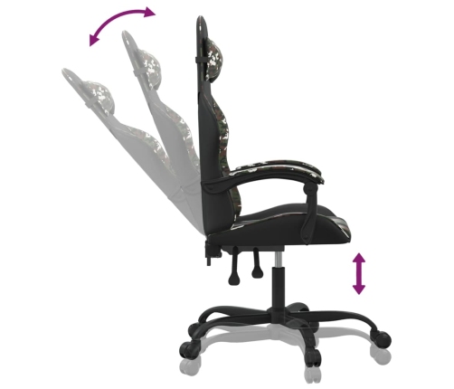 Silla gaming cuero sintético negro y camuflaje