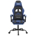 Silla gaming con reposapiés cuero sintético negro azul