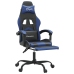 Silla gaming con reposapiés cuero sintético negro azul