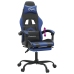 Silla gaming con reposapiés cuero sintético negro azul