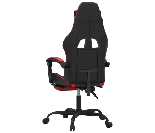 Silla gaming con reposapiés cuero sintético negro rojo