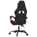 Silla gaming con reposapiés cuero sintético negro rojo