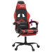 Silla gaming con reposapiés cuero sintético negro rojo