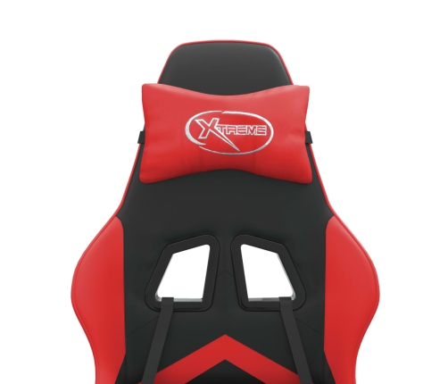 Silla gaming con reposapiés cuero sintético negro rojo