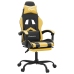 Silla gaming con reposapiés cuero sintético negro dorado