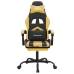 Silla gaming con reposapiés cuero sintético negro dorado