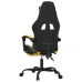 Silla gaming con reposapiés cuero sintético negro dorado