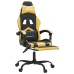 Silla gaming con reposapiés cuero sintético negro dorado