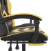 Silla gaming con reposapiés cuero sintético negro dorado