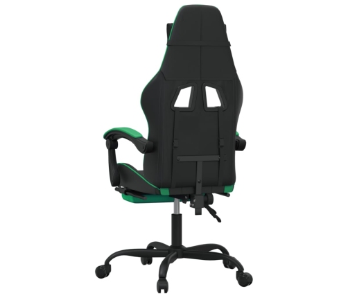 Silla gaming con reposapiés cuero sintético negro verde