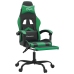 Silla gaming con reposapiés cuero sintético negro verde