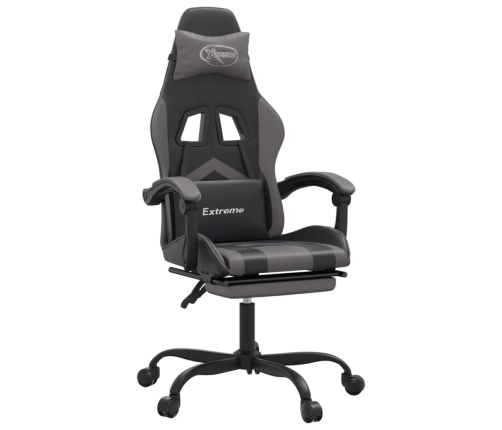 Silla gaming con reposapiés cuero sintético negro gris