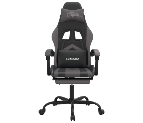 Silla gaming con reposapiés cuero sintético negro gris