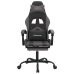 Silla gaming con reposapiés cuero sintético negro gris