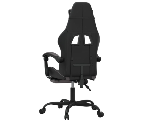 Silla gaming con reposapiés cuero sintético negro gris