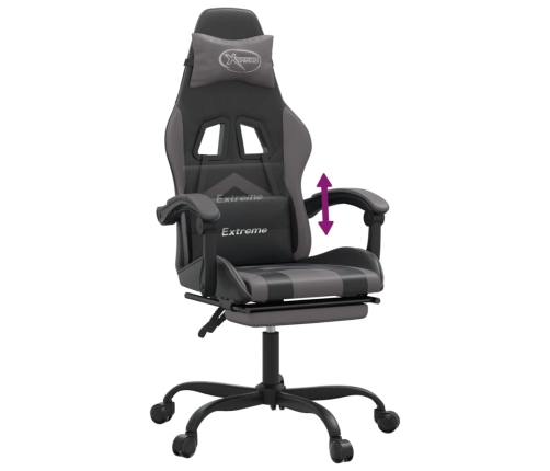 Silla gaming con reposapiés cuero sintético negro gris