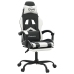 Silla gaming con reposapiés cuero sintético negro blanco