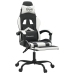 Silla gaming con reposapiés cuero sintético negro blanco