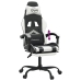 Silla gaming con reposapiés cuero sintético negro blanco