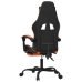 Silla gaming con reposapiés cuero sintético negro naranja