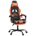 Silla gaming con reposapiés cuero sintético negro naranja