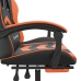 Silla gaming con reposapiés cuero sintético negro naranja