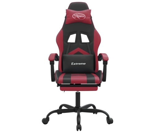 Silla gaming con reposapiés cuero sintético negro rojo tinto