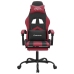 Silla gaming con reposapiés cuero sintético negro rojo tinto