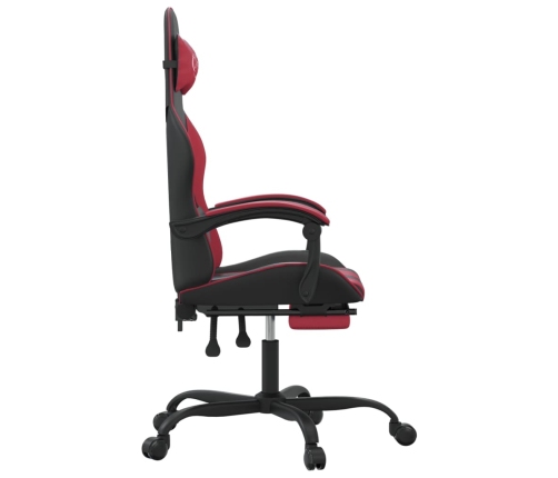 Silla gaming con reposapiés cuero sintético negro rojo tinto