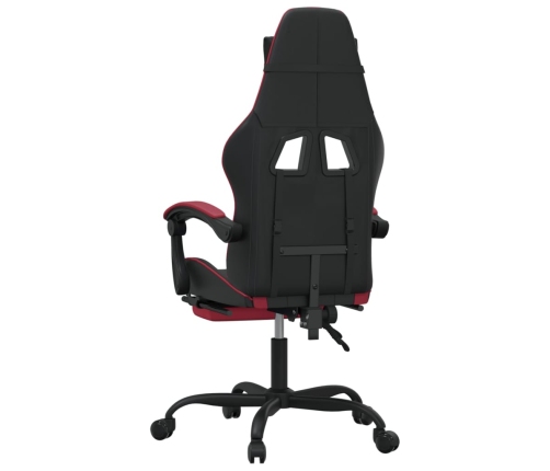 Silla gaming con reposapiés cuero sintético negro rojo tinto