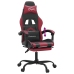 Silla gaming con reposapiés cuero sintético negro rojo tinto