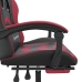 Silla gaming con reposapiés cuero sintético negro rojo tinto