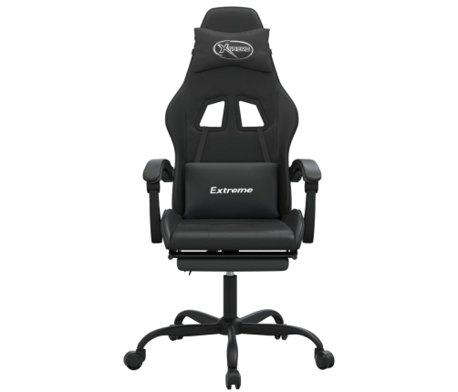 Silla gaming con reposapiés cuero sintético negro