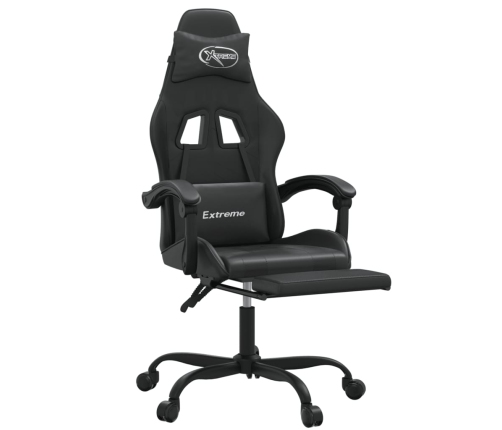 Silla gaming con reposapiés cuero sintético negro